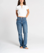 Round Neck Half Zipper Short Sleeve