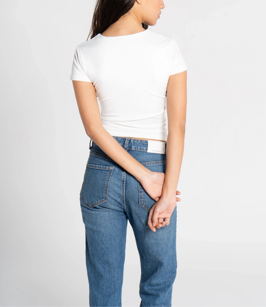 Round Neck Half Zipper Short Sleeve