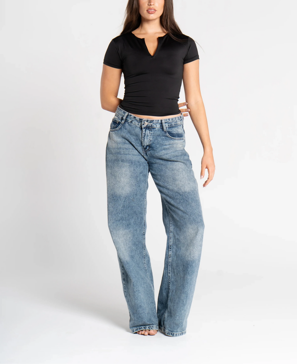 Round Neck Half Zipper Short Sleeve