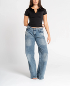 Round Neck Half Zipper Short Sleeve
