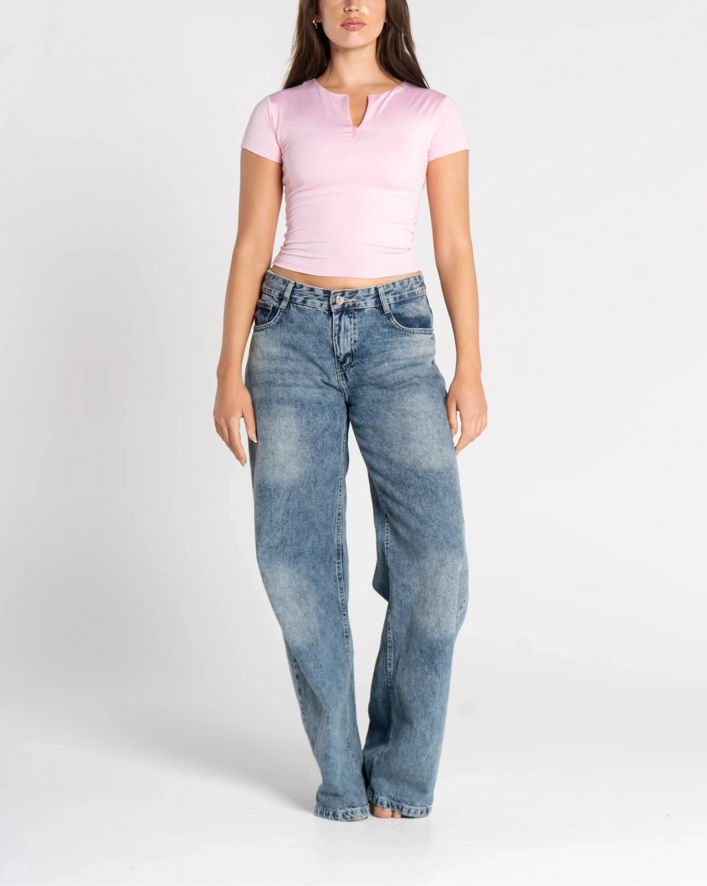 Round Neck Half Zipper Short Sleeve