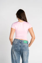 Round Neck Half Zipper Short Sleeve