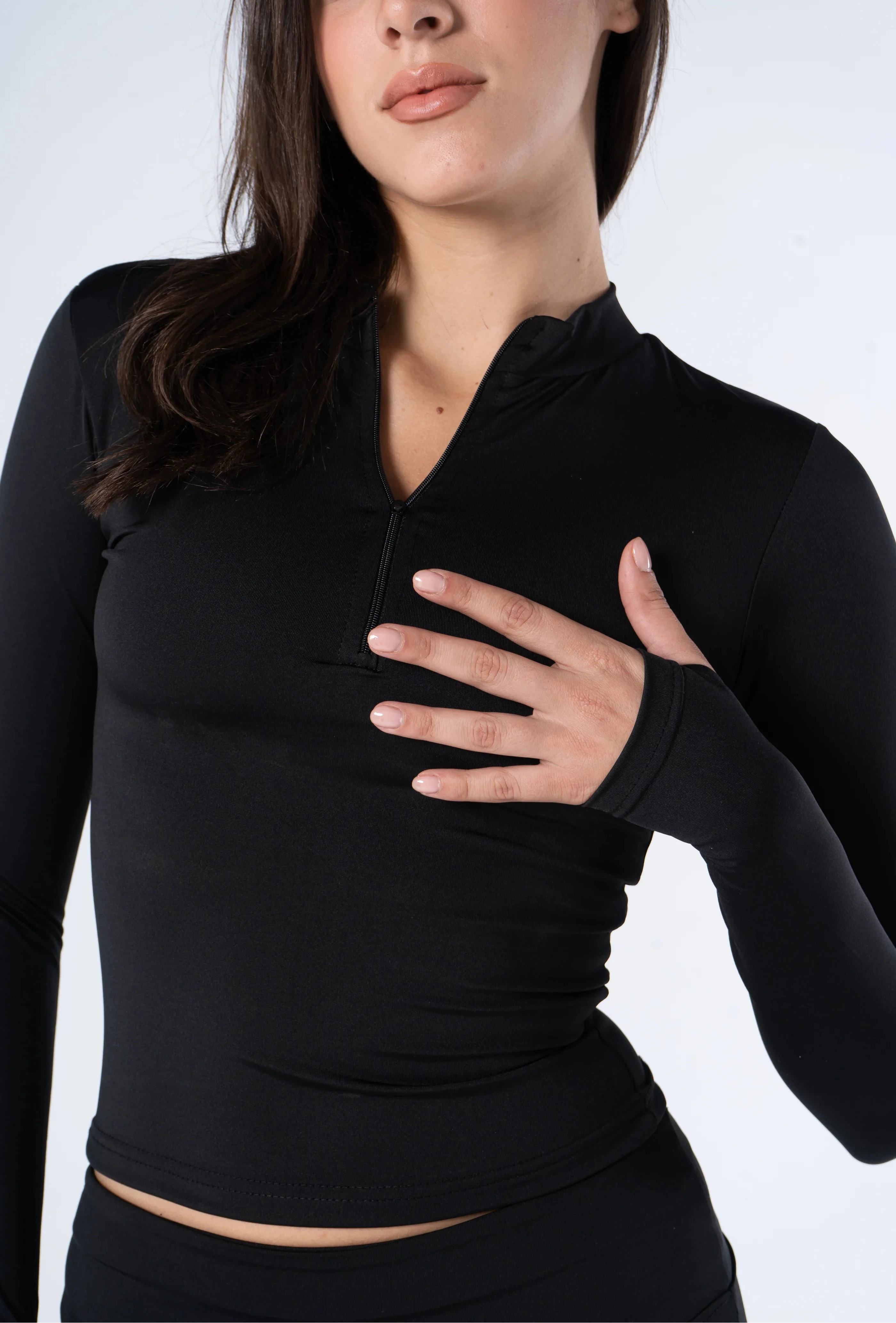 High Neck Half Zipper Long Sleeve