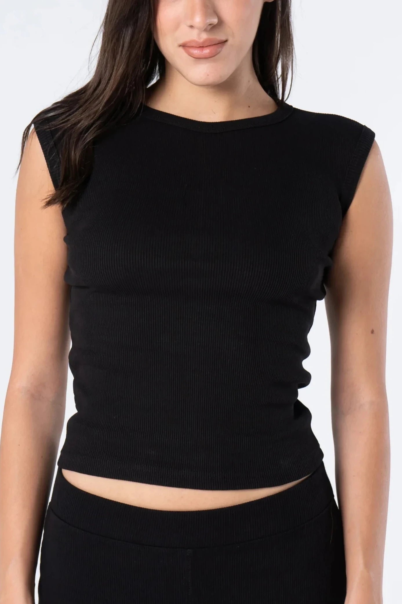 Ribbed TANK TOP Wide Shoulder