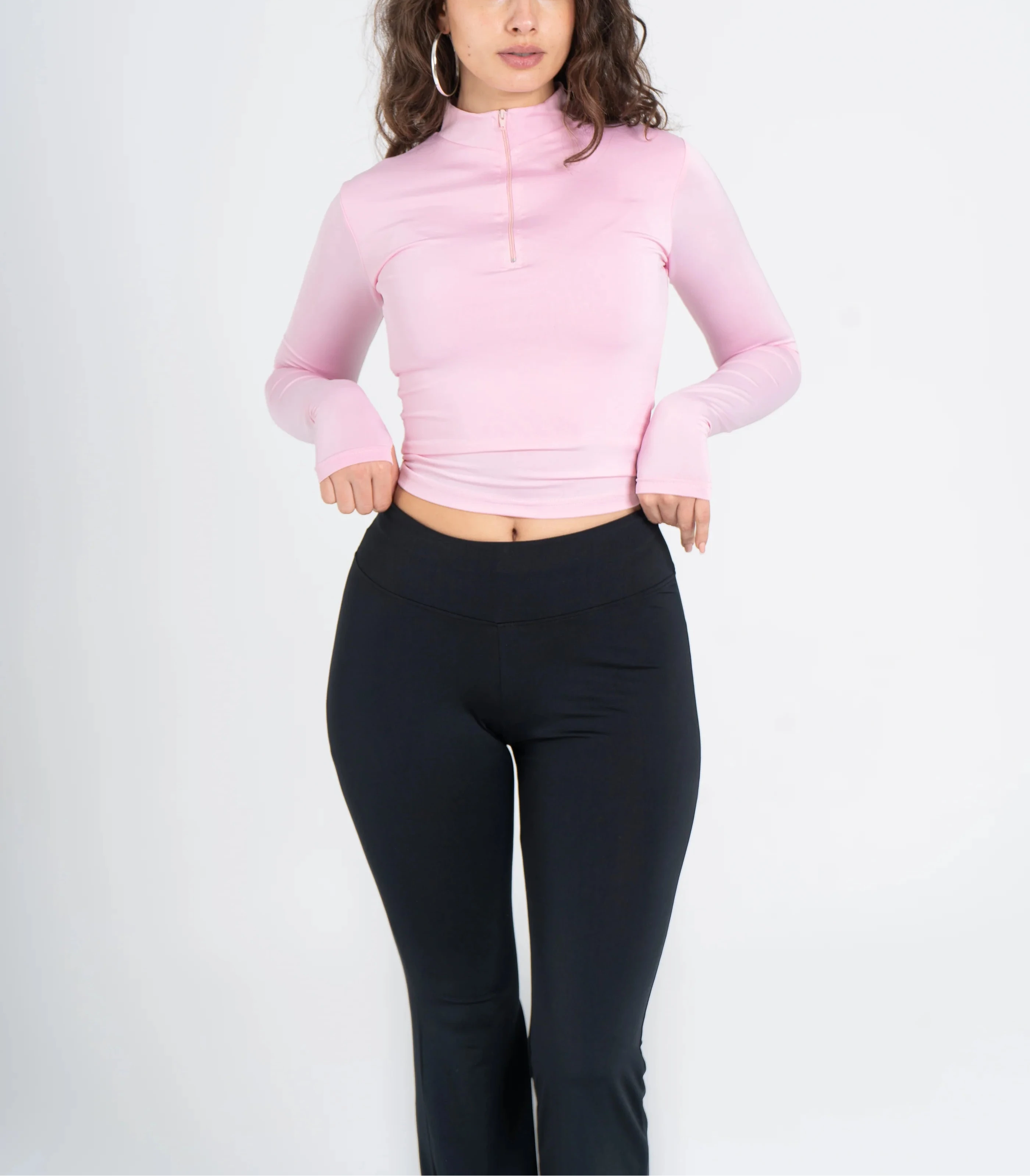 High Neck Half Zipper Long Sleeve