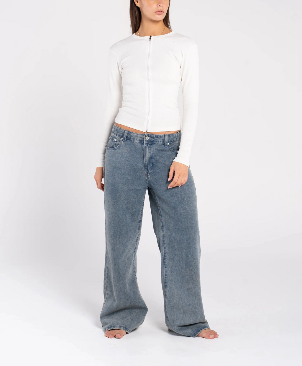 Ribbed Full Zipper Long Sleeve