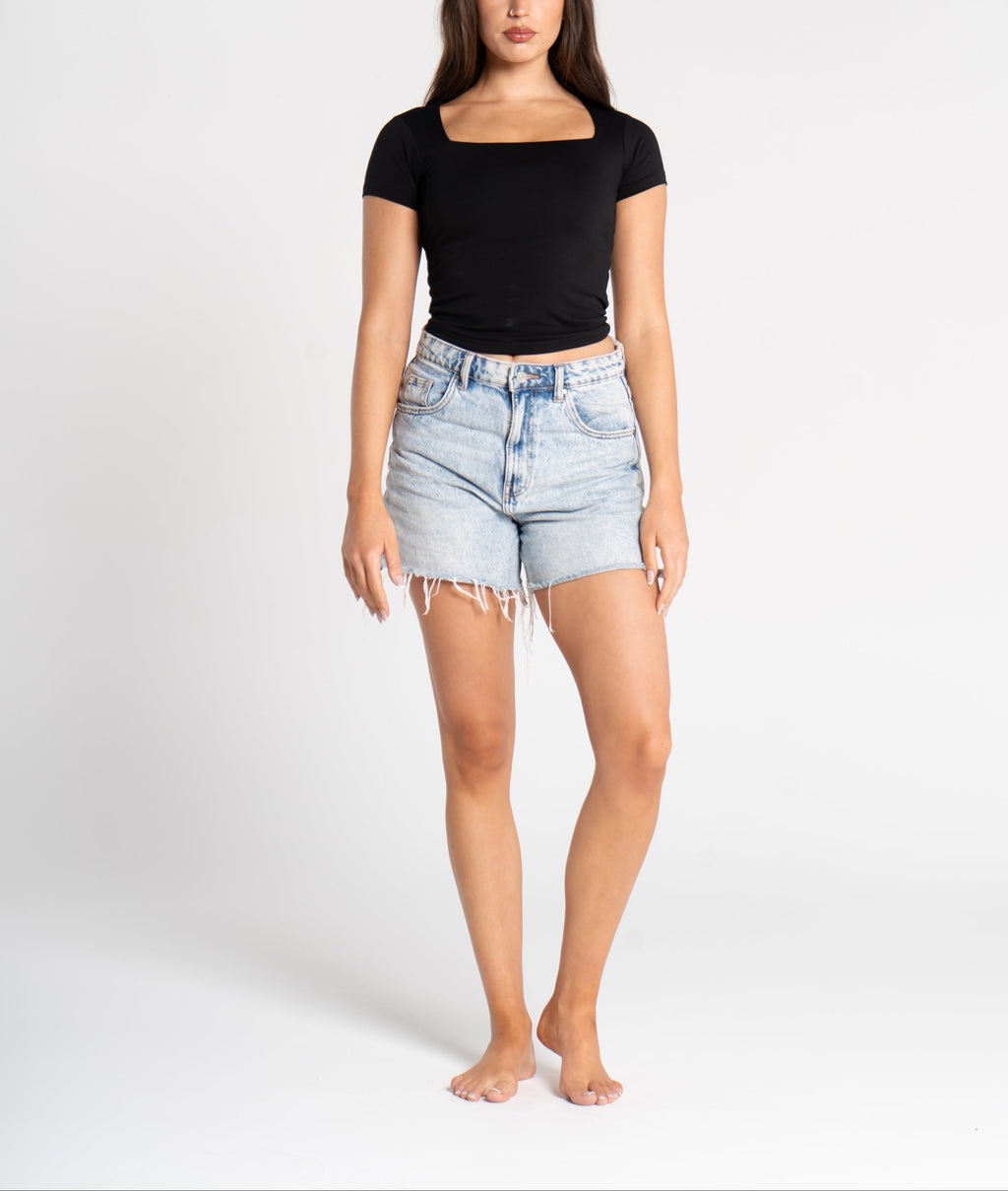 Cotton Square Neck Short Sleeve