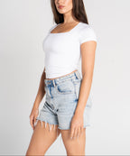 Cotton Square Neck Short Sleeve