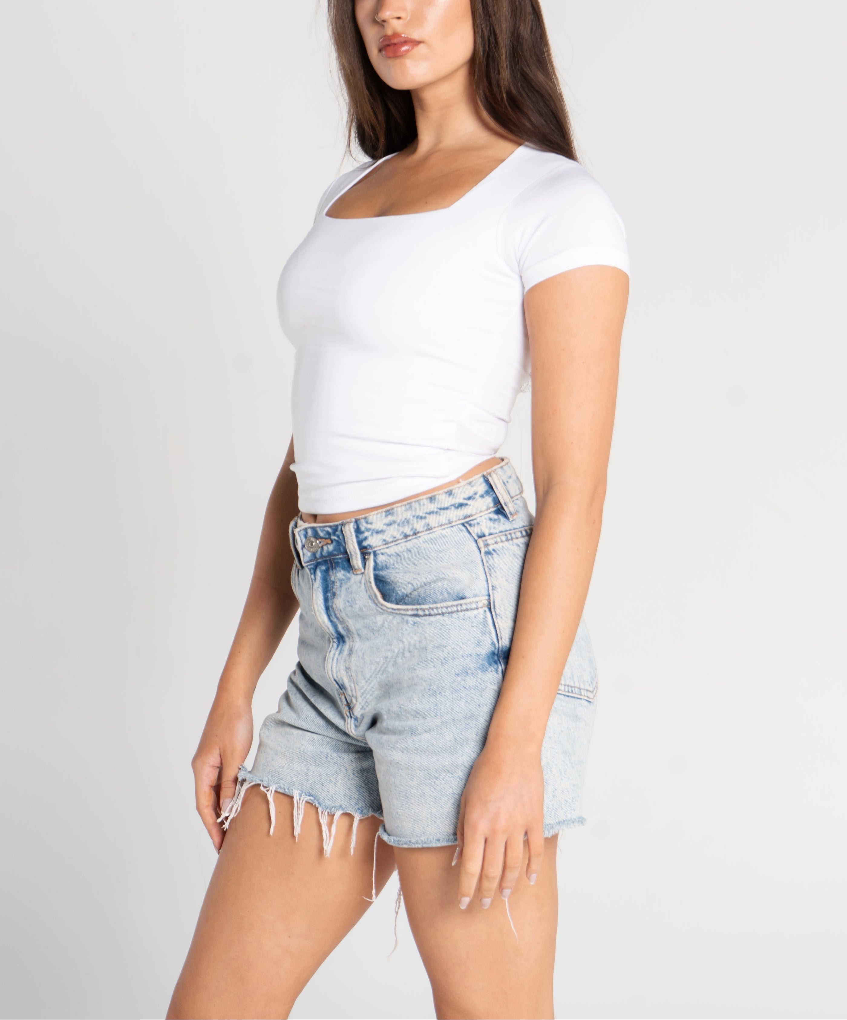 Cotton Square Neck Short Sleeve