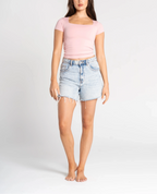 Cotton Square Neck Short Sleeve