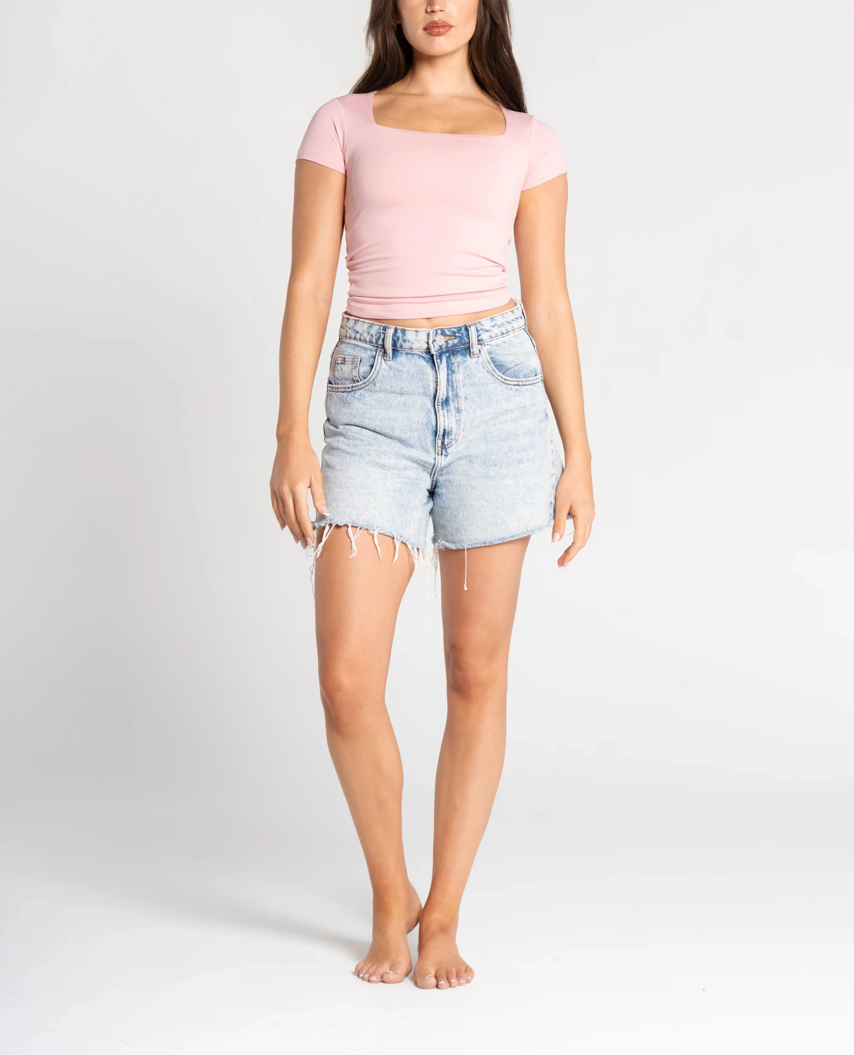 Cotton Square Neck Short Sleeve