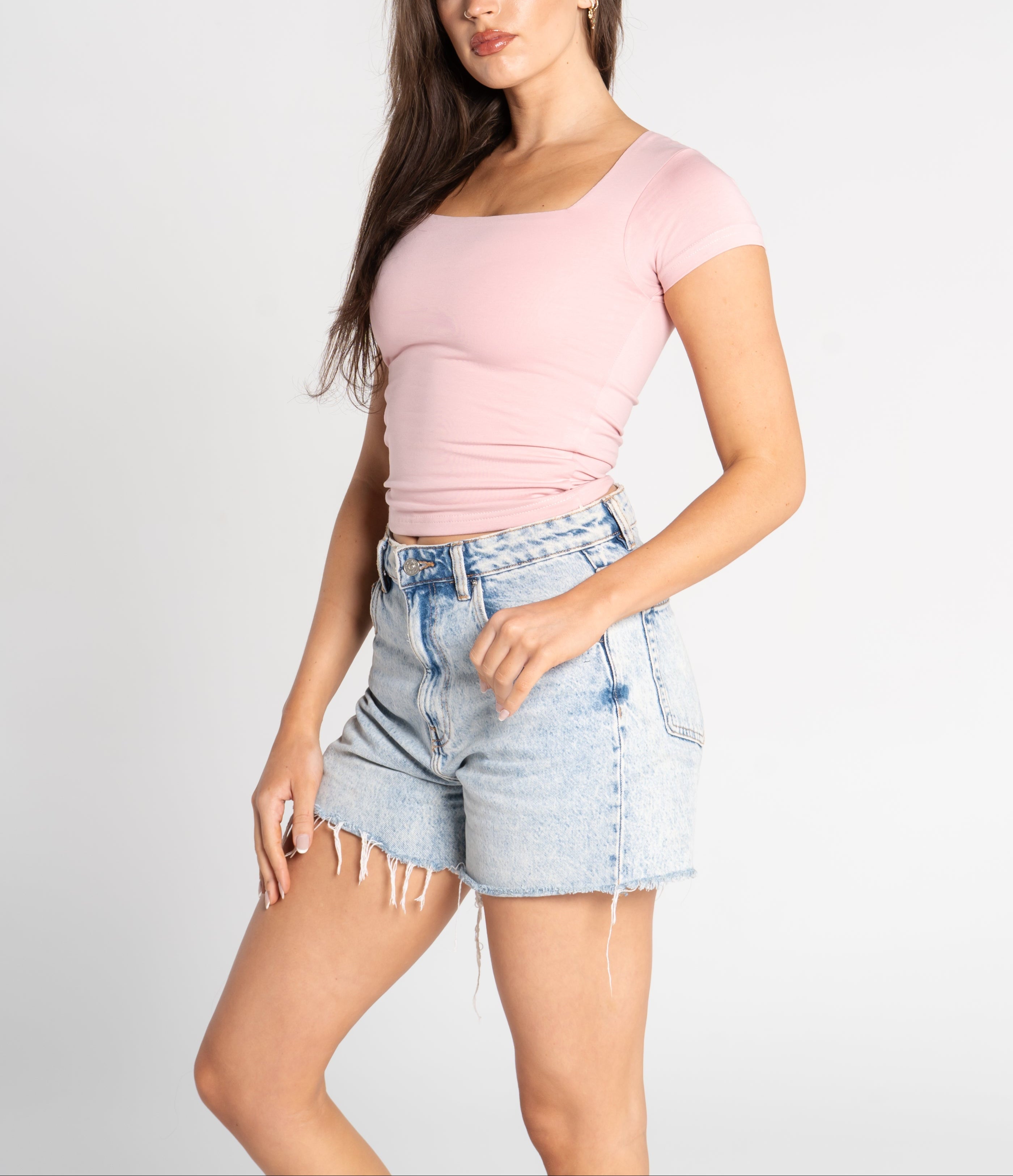 Cotton Square Neck Short Sleeve