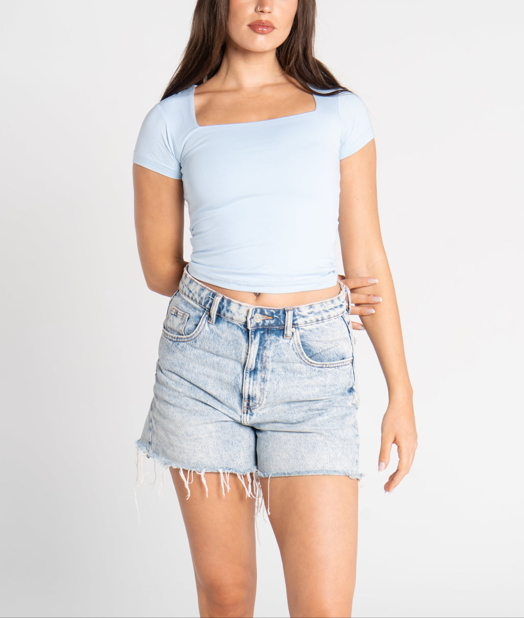 Cotton Square Neck Short Sleeve