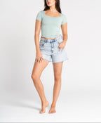 Cotton Square Neck Short Sleeve